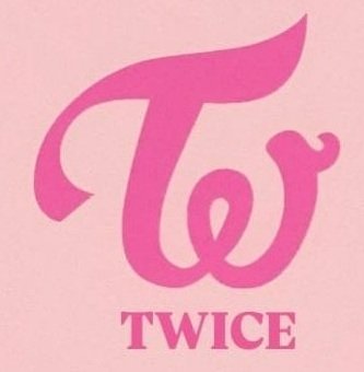 Twice logo in pink on a light pink background, representing the popular K-pop girl group TWICE.