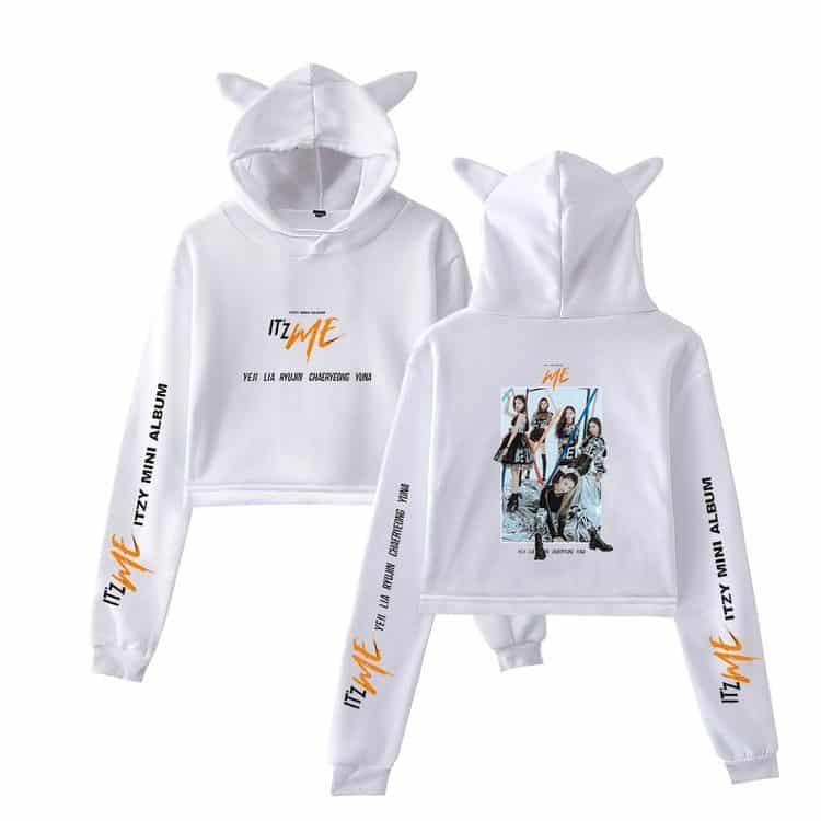 Itzy Mini Album sweatshirt hoodie with Justin Bieber swag design. Perfect for fans who love trendy streetwear and music-inspired fashion. Stylish and comfortable, this hoodie features bold printed text and an image of the K-pop girl group.