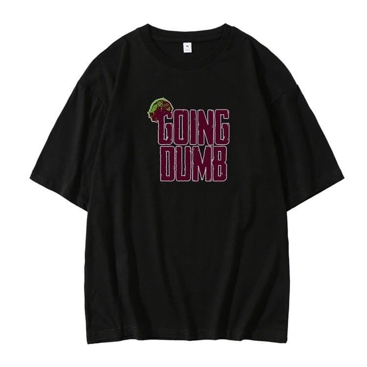 Gone dumb justin bieber swag merch graphic t-shirt with colorful design.