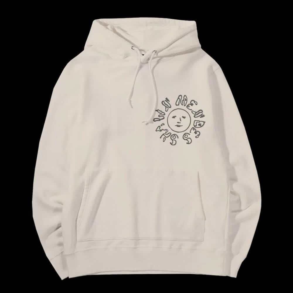 "Justin Bieber swag hoodie with a minimalist face graphic and stylish text design, perfect for fans of the pop star's merchandise collection.".