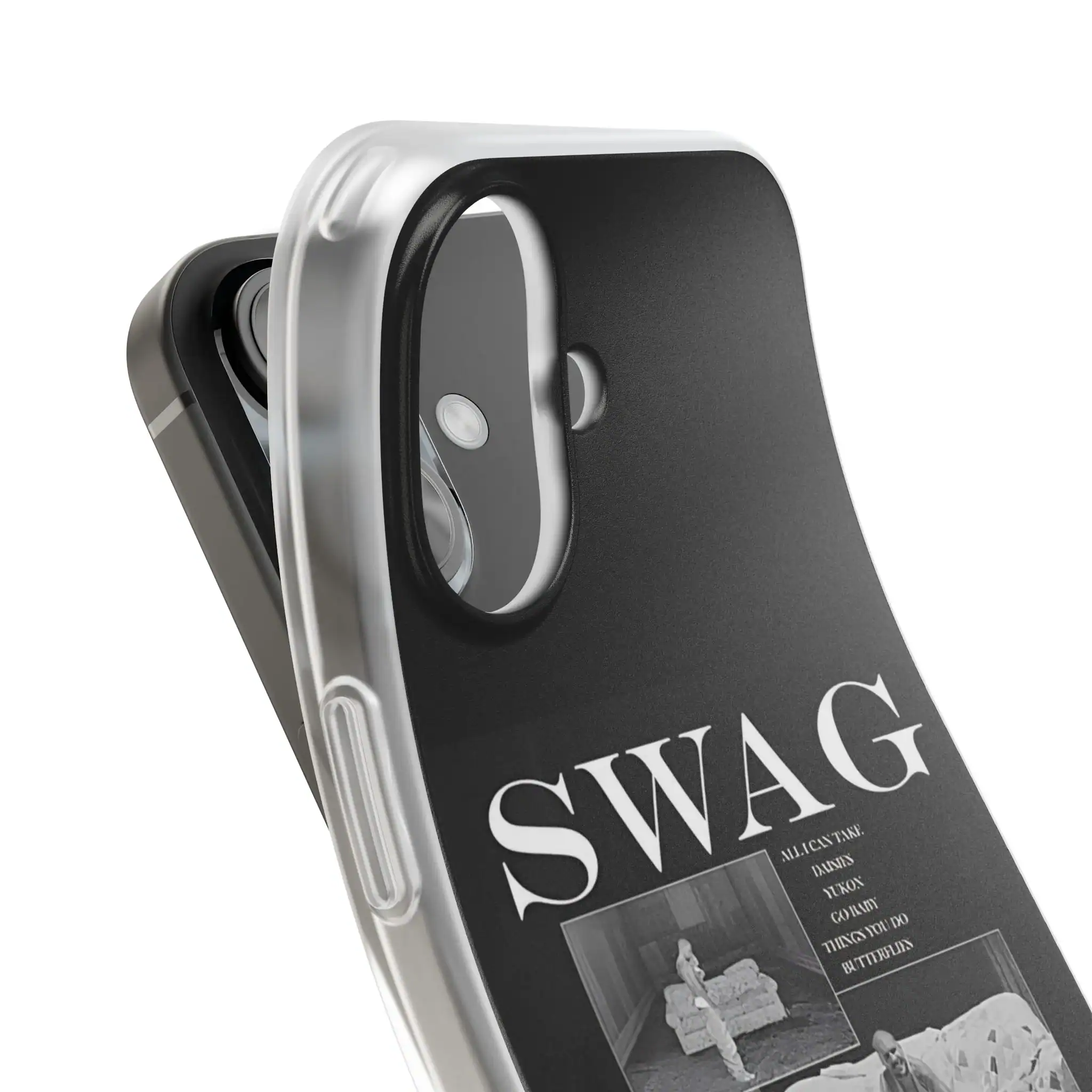 Bold Justin Bieber swag merch phone case with black and white design that features his name in large letters. The case is sleek and stylish, perfect for fans wanting to showcase their Bieber pride.