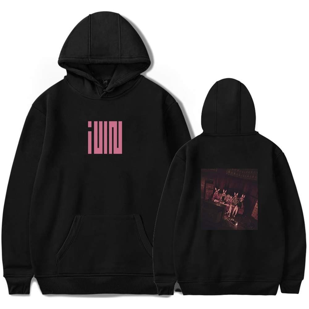 Black Justin Bieber swag hoodie with pink logo and graphic print on the back. Perfect for fans looking to upgrade their streetwear collection with exclusive merch.