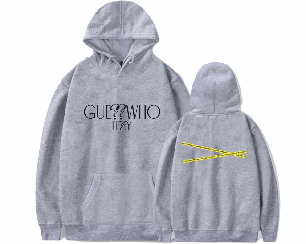 Comfy grey hoodie featuring Justin Bieber swag merch with bold text and caution tape design, perfect for fans of Justin Bieber's style and streetwear fashion.