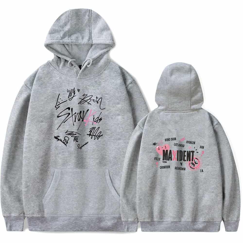 Autographed Justin Bieber swag hoodie, gray with graphic design and signatures, perfect for fans.