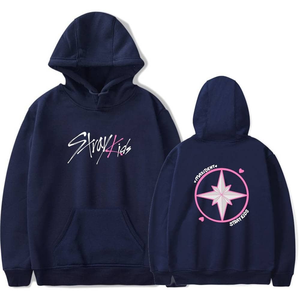 Matching dark blue hoodie with "Swag4KIDS" text on the front and a pink star and compass design on the back, perfect for Justin Bieber swag merch fans.