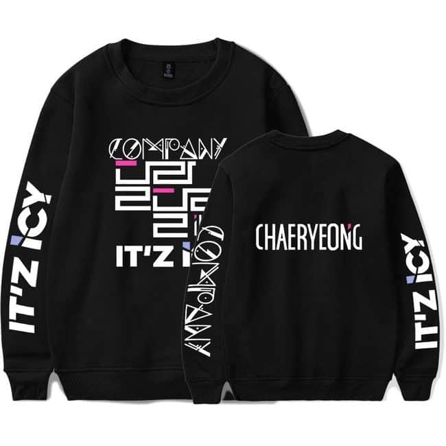 Bold black sweatshirt featuring Justin Bieber swag merchandise with vibrant graphic designs and text elements.