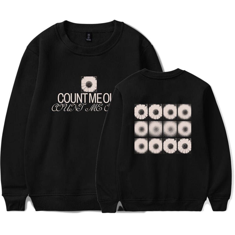 Count me out sweatshirt with daisy floral graphic design, black sweatshirt for Justin Bieber swag merch contrast style.