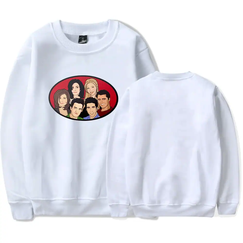 Illustration of Justin Bieber swag merchandise sweatshirt with cartoon characters, casual streetwear fashion, youth style, white background.