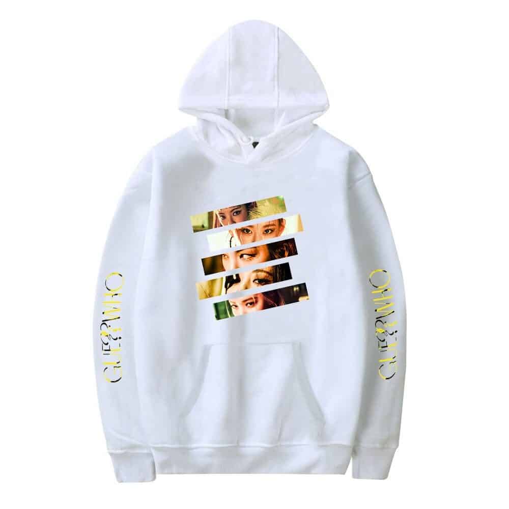 Justin Bieber swag hoodie featuring artistic photo strips of the singer, with the "Guess Who?" logo on the sleeves, perfect for fans of pop culture and streetwear fashion.