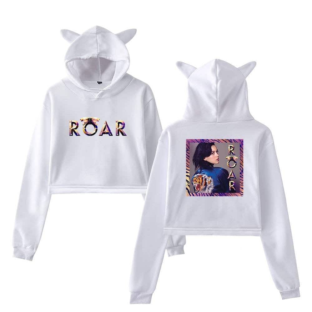 Roar hoodie with animal print details, featuring a playful ears design on the hood, inspired by Justin Bieber swag merchandise. Perfect for fans wanting a bold, trendy look.