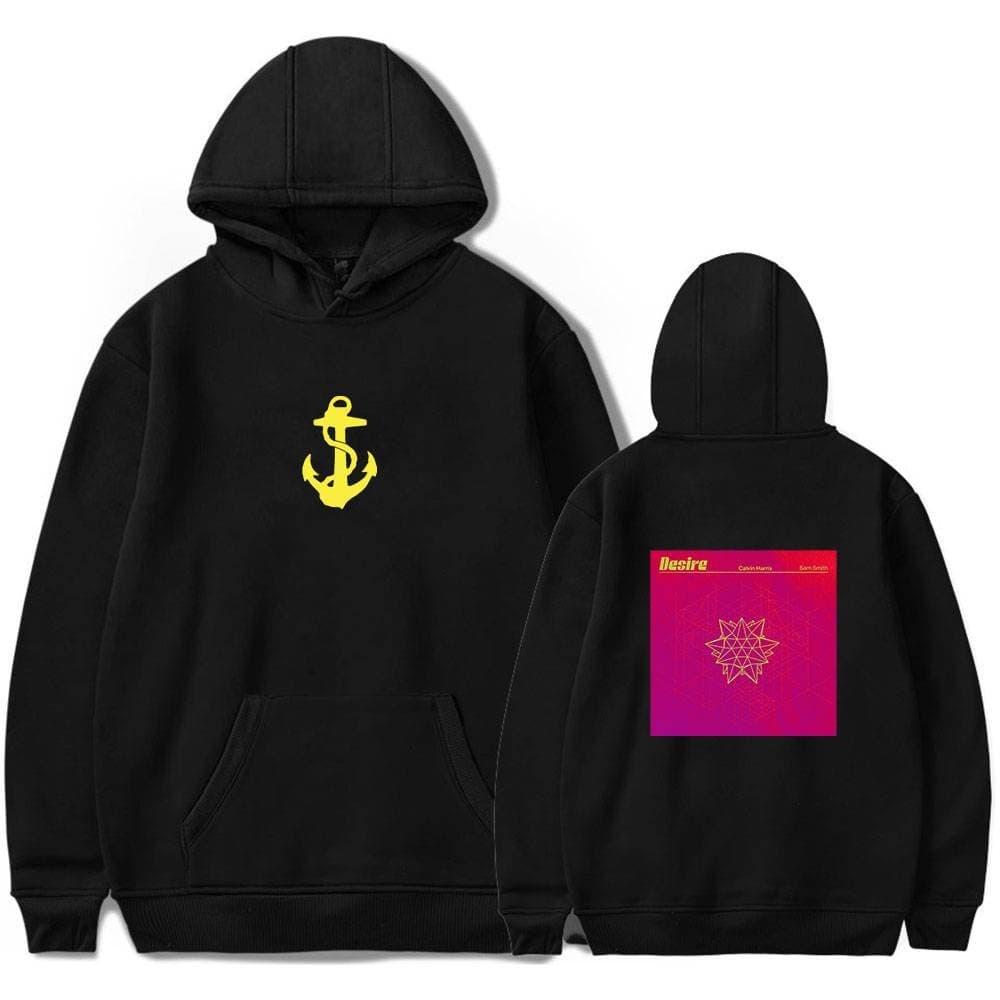 Yellow anchor logo hoodie, Justin Bieber swag merch item, stylish streetwear with bold design elements, perfect for fans of contemporary pop fashion.