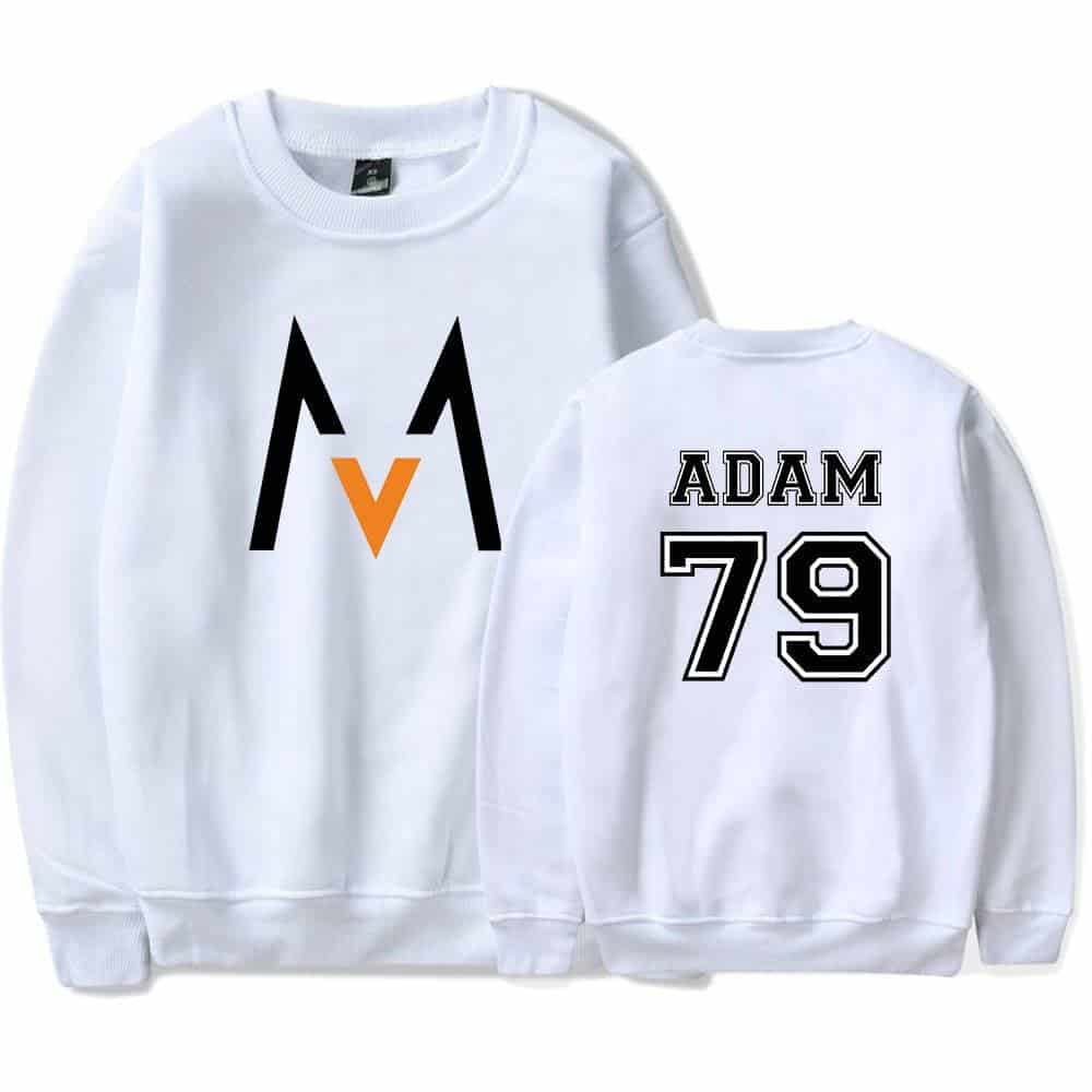 Black and orange swag hoodie featuring a minimalist logo on the front and "ADAM 79" lettering on the back, perfect for Justin Bieber fans.