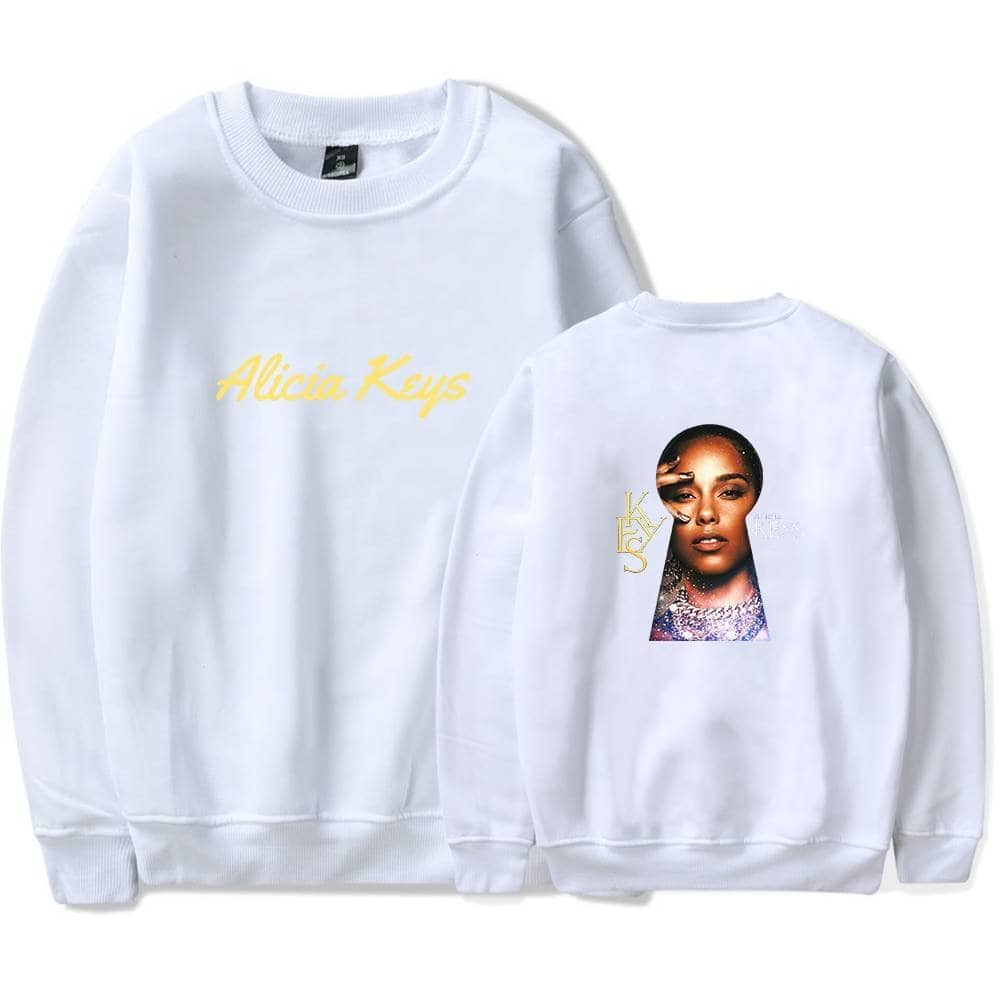 Alicia Keys swag sweatshirt with bold graphic print and stylish text design.