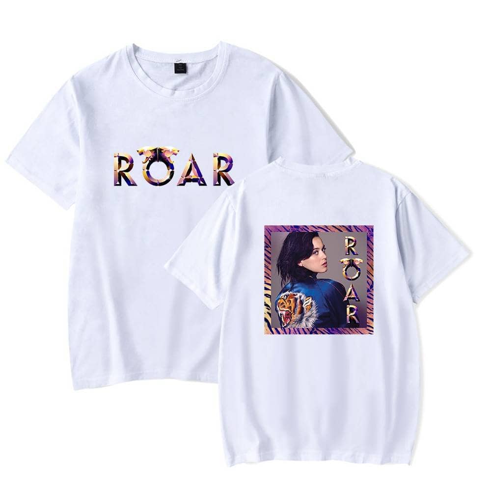 Roar graphic t-shirt with Justin Bieber swag design and bold lettering.