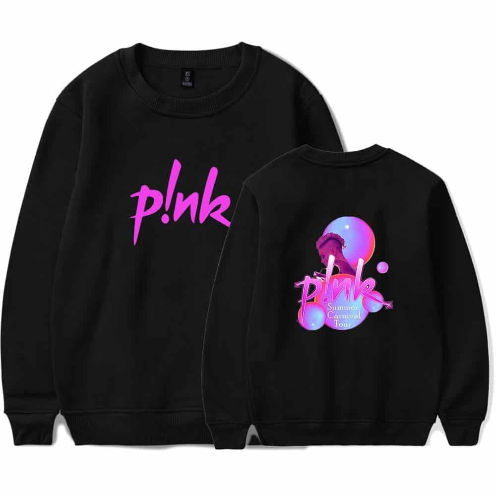 Pink swag sweatshirt featuring bold pink text and retro artwork inspired by Justin Bieber's music tour. Perfect for fans to showcase their love for Bieber's style and music.