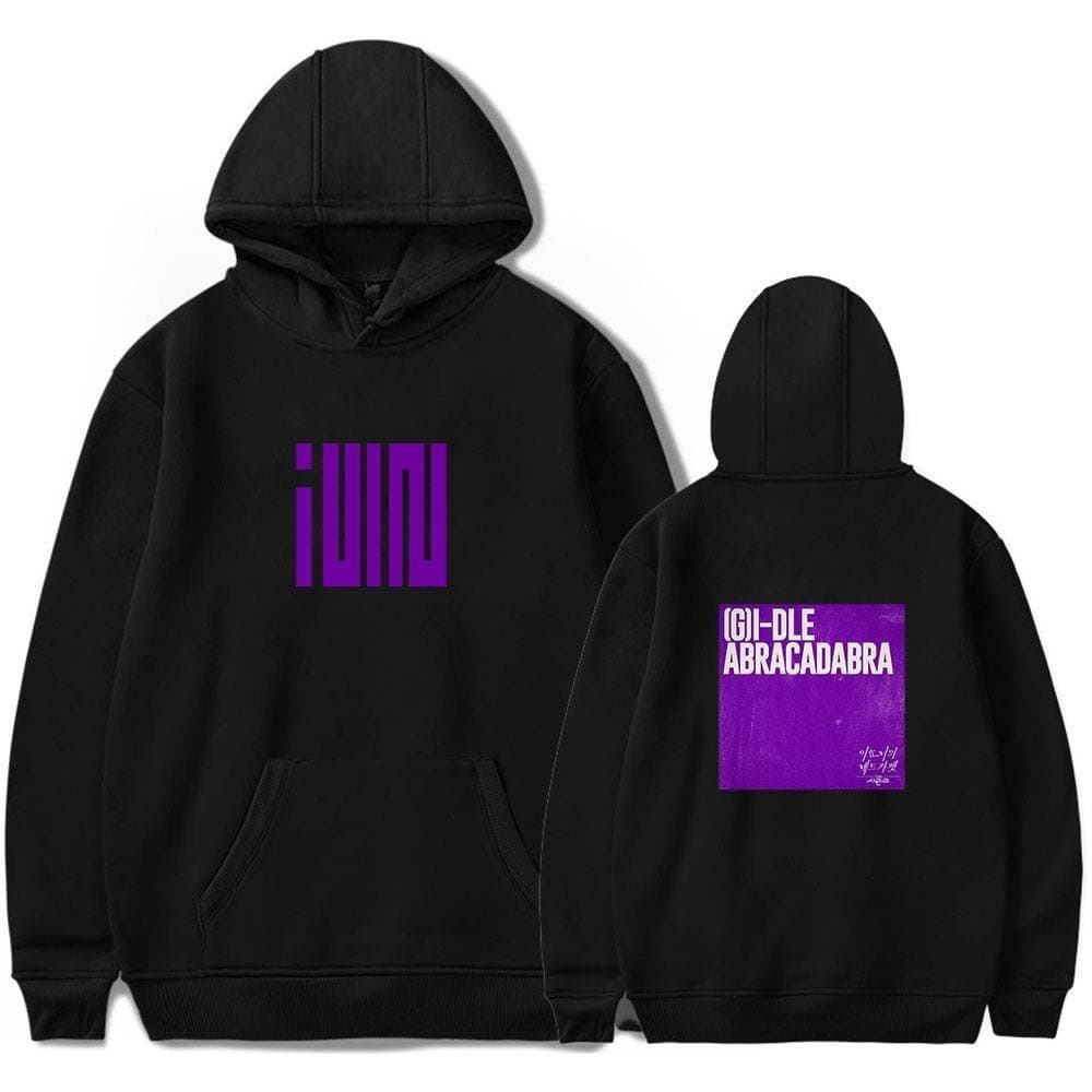 Iunun hoodie with purple graphic print, trendy Justin Bieber swag merch.