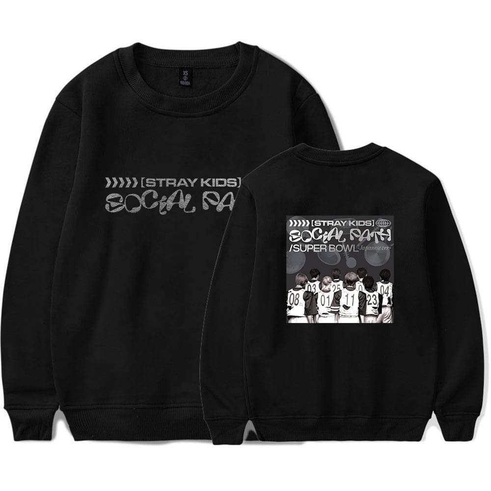 Black Justin Bieber swag sweatshirt with social print and super bowl graphic on back.