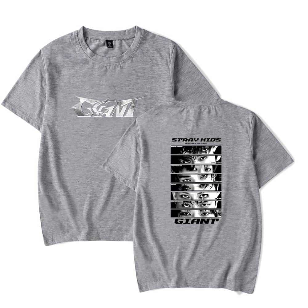 Giant and Stray Kids themed graphic T-shirts with bold text and eye-catching designs, perfect for Justin Bieber swag merch fans.