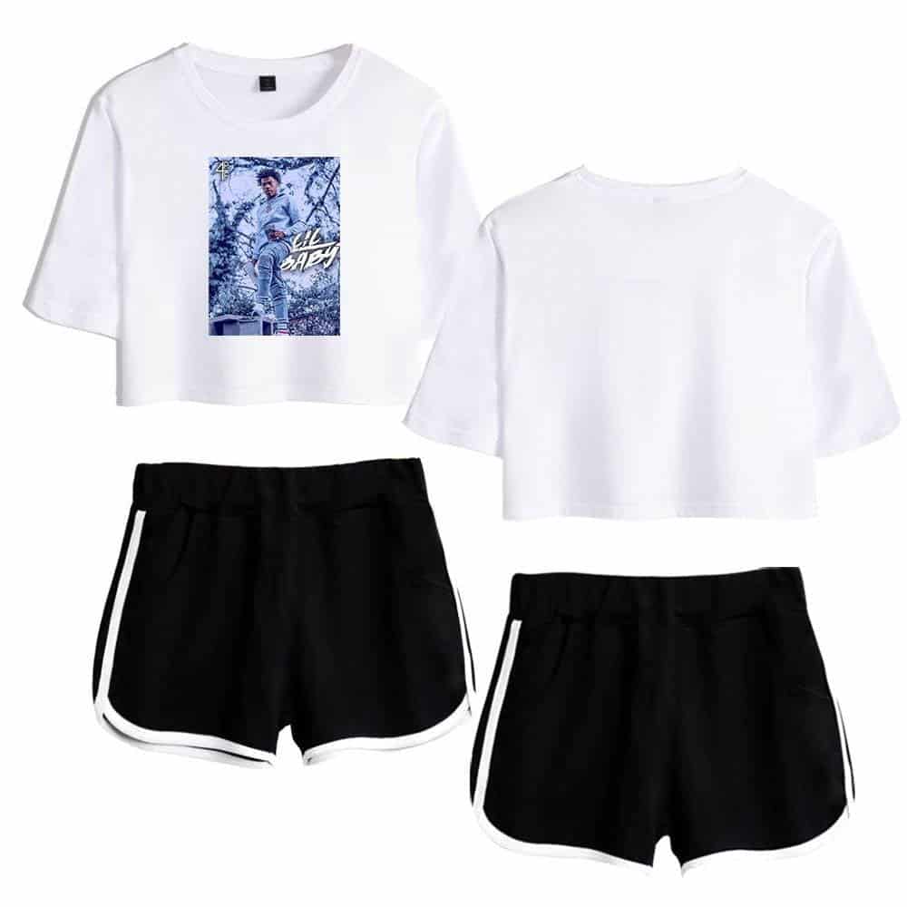 Justin Bieber swag merch crop top with printed image, casual and trendy style.