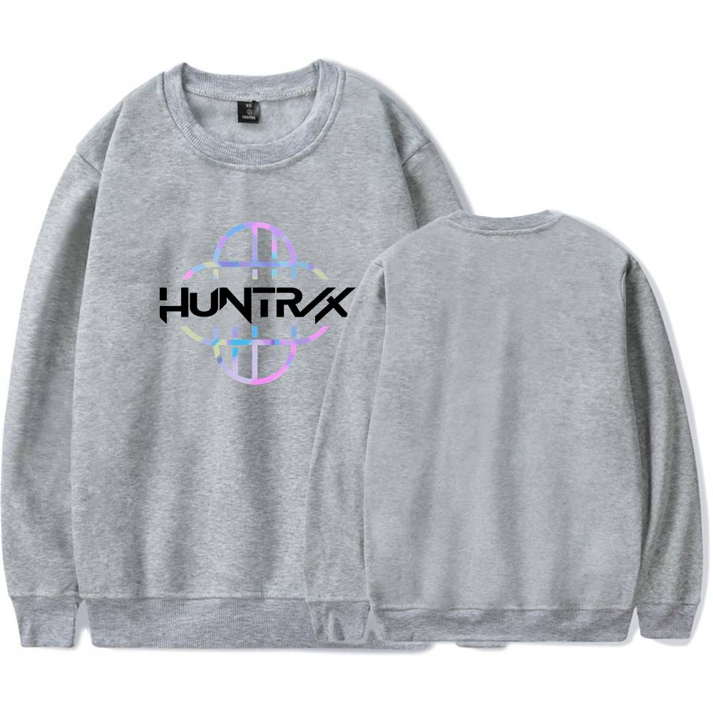 HuntRX sweatshirt with holographic logo and bold black text, trendy swag merch inspired by Justin Bieber style.