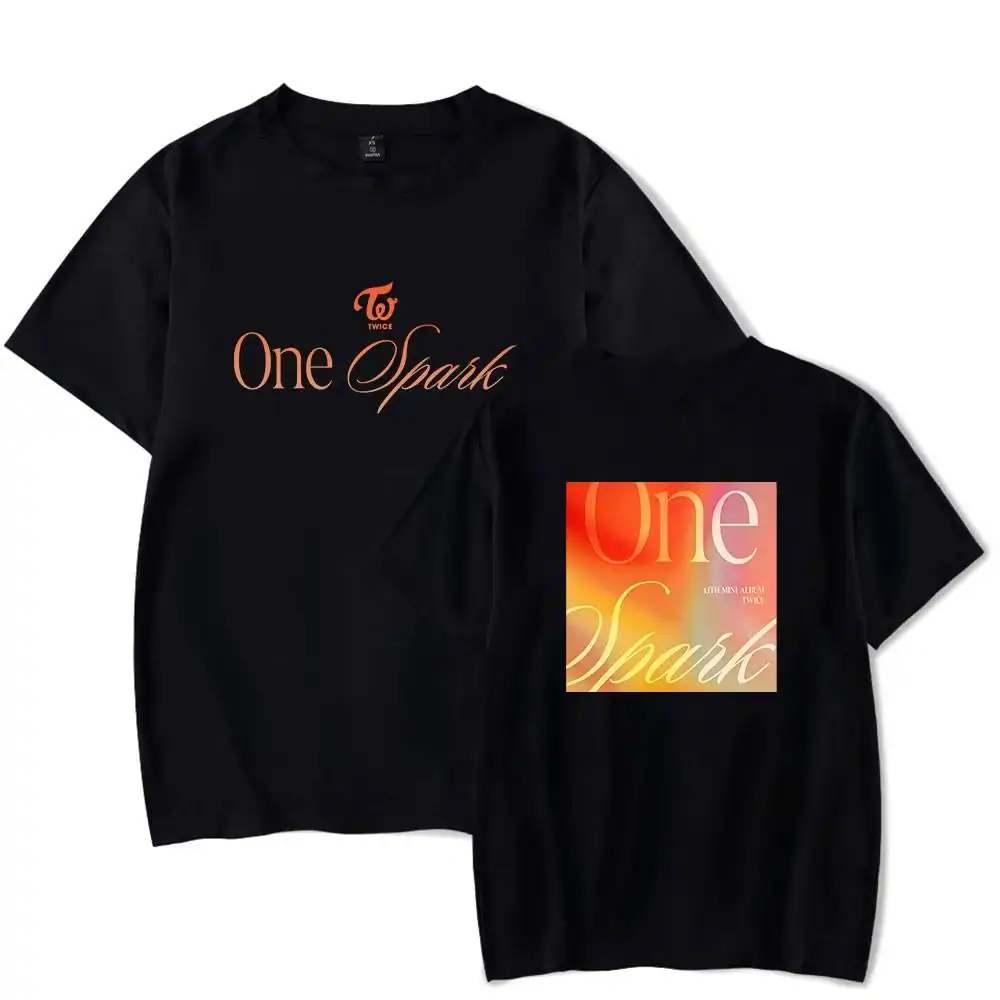 Twice one spark merch black t-shirts with stylish text and graphic design, perfect for Justin Bieber fans wanting swag merchandise.