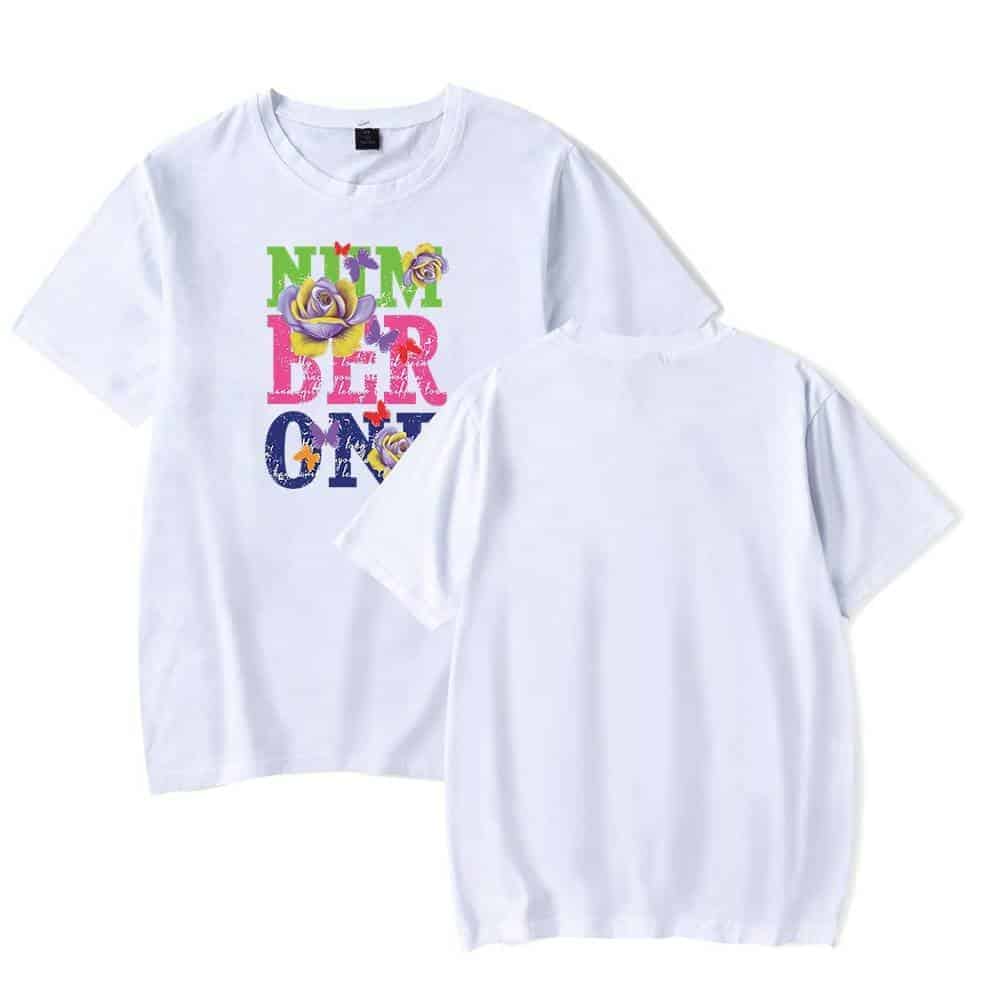 Vibrant Justin Bieber swag merch T-shirts featuring colorful floral and butterfly designs, perfect for fans wanting to showcase their style and support for the artist.