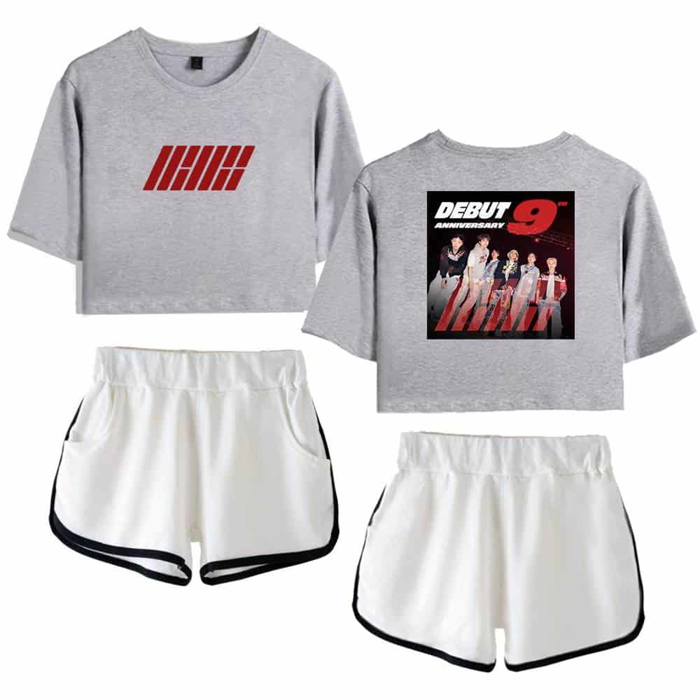 IHHL graphic on gray crop top, debut 9th anniversary printed on jacket.