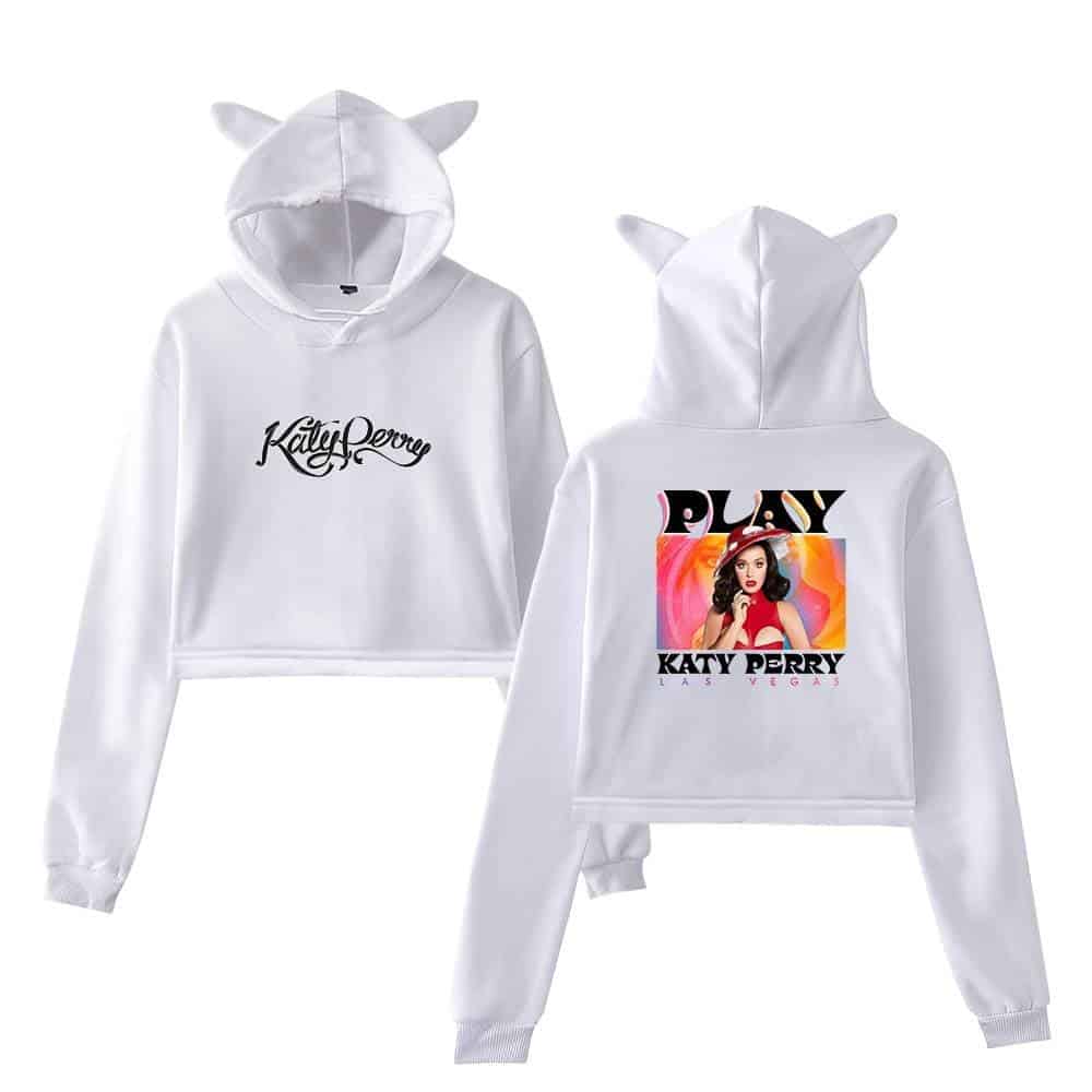 Kateydevry swag hoodie set with playful Katy Perry graphic design, featuring unicorn horns on the hood for a fun, whimsical look, perfect for fans of Justin Bieber-inspired fashion.