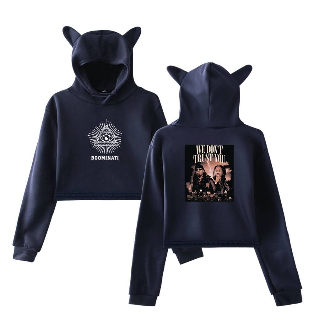 Black hoodie with cat ears and graffiti design, popular Justin Bieber swag merch item, stylish and trendy for fans and streetwear enthusiasts.
