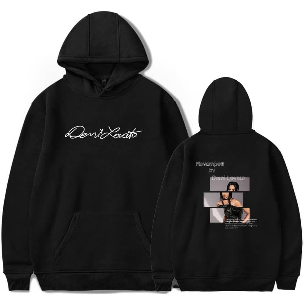 Justin Bieber swag hoodie with Demi Lovato print, black pullover sweatshirt featuring stylish graphics and text, perfect for fans of pop stars and trendy streetwear.