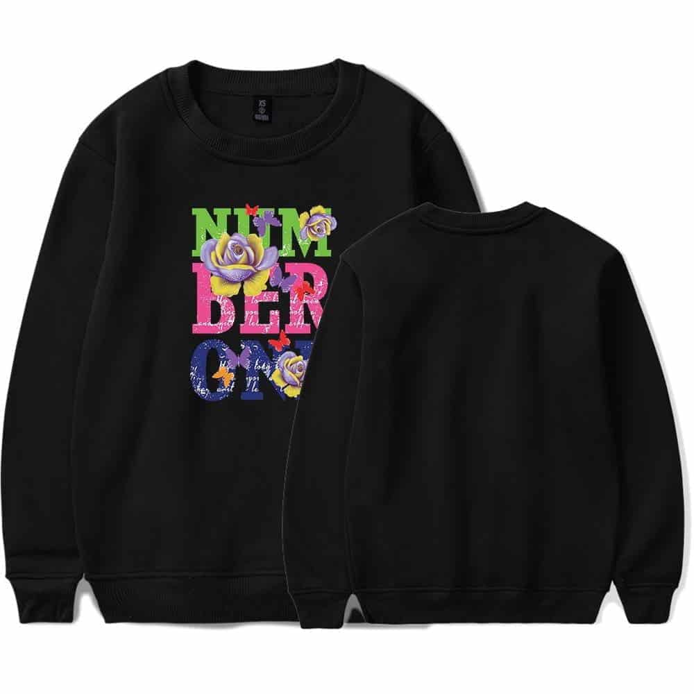 Colorful Justin Bieber swag sweatshirt with floral and butterfly graphic design, perfect for fans.