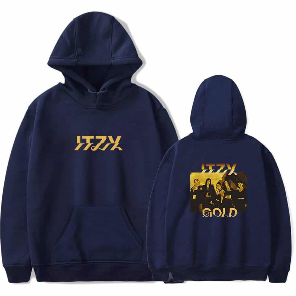 Itzy swag merch hoodie featuring bold graphic print and stylish design.