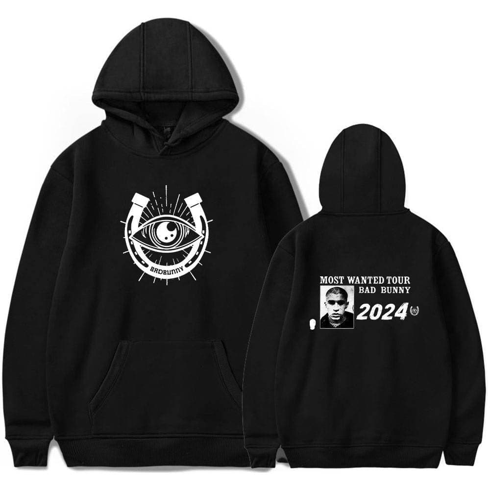 Eye with a horseshoe and laser design black hoodie, Justin Bieber swag merch.