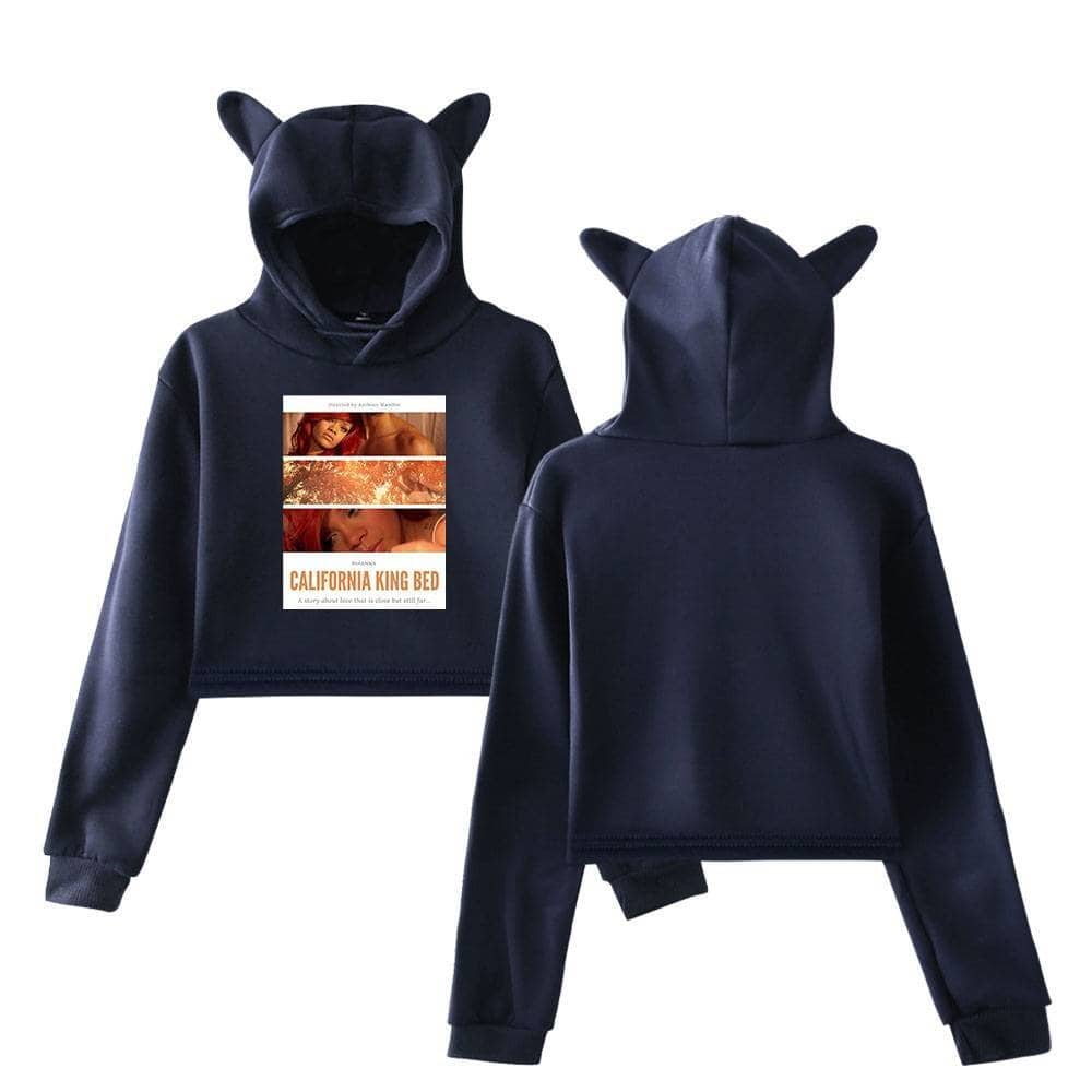 Black hoodie and sweatpants set with cat ears hood, inspired by Justin Bieber swag merch, perfect for casual wear and street style.