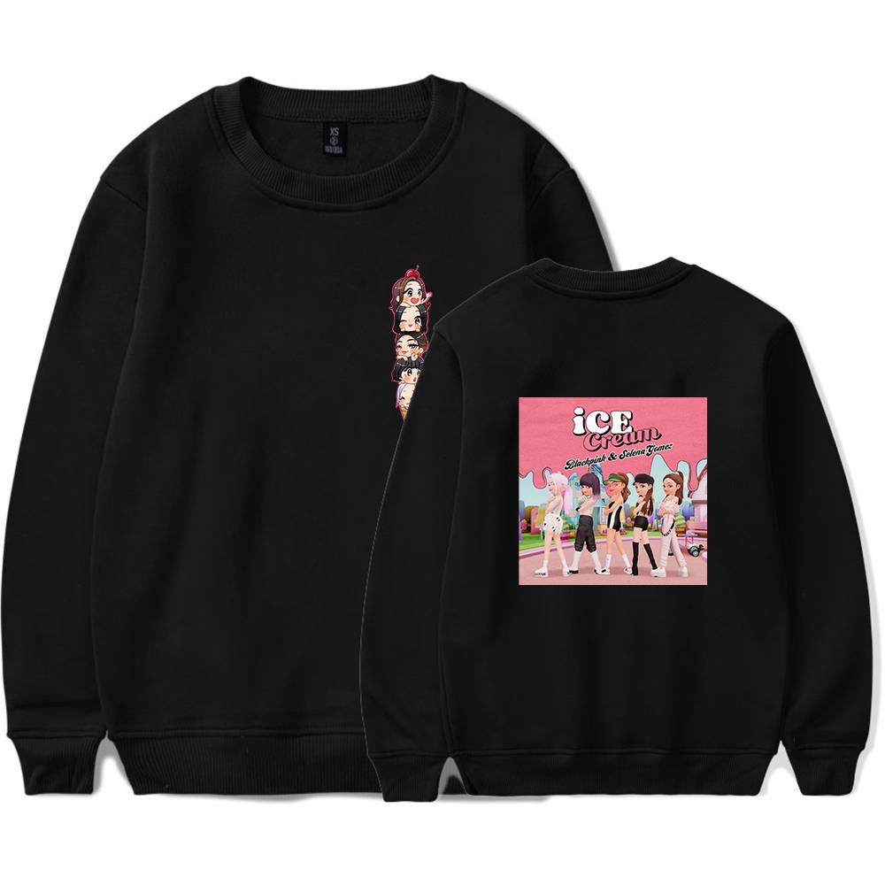 Black sweatshirt with anime girl graphic design and ICE CREAM design on back, Justin Bieber swag merch black sweatshirt with anime girl graphic design and ICE CREAM design on back, Justin Bieber swag merch.