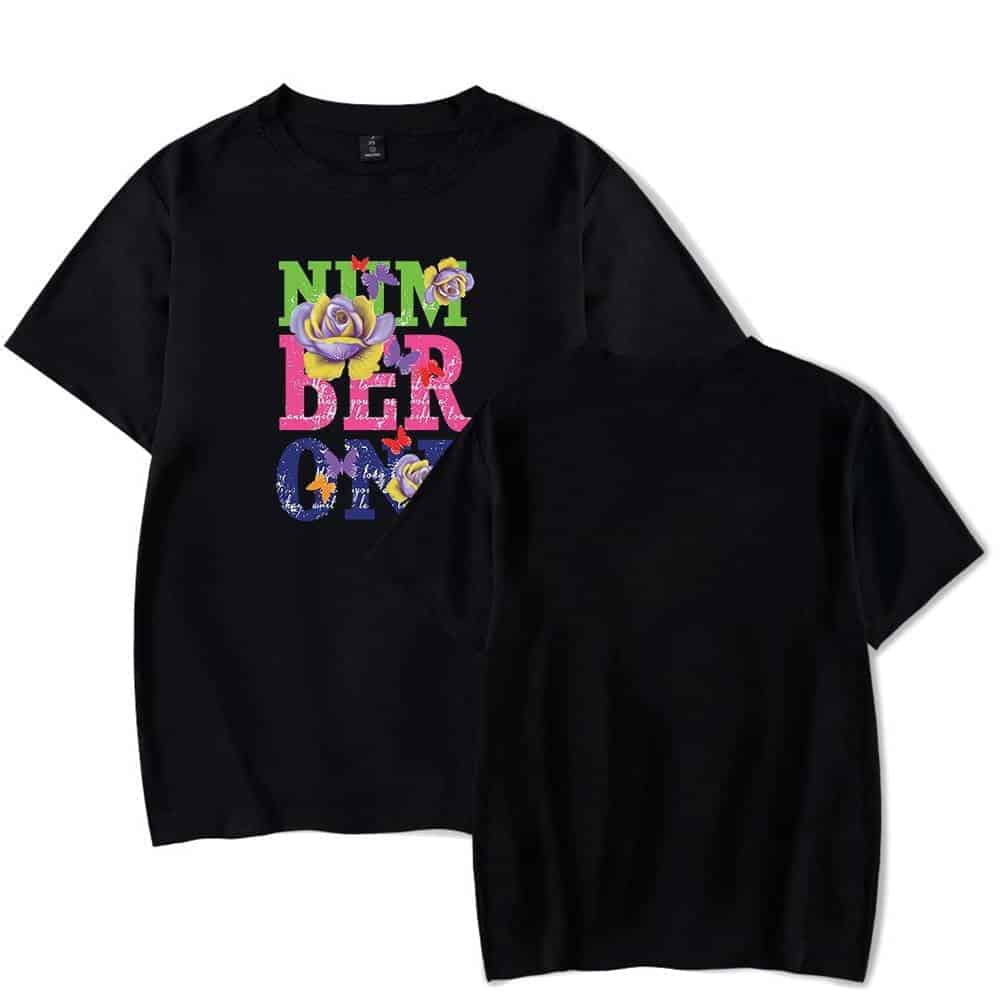 Nikki Deer graphic t-shirt with colorful floral design and bold text, perfect for Justin Bieber swag merch fans.