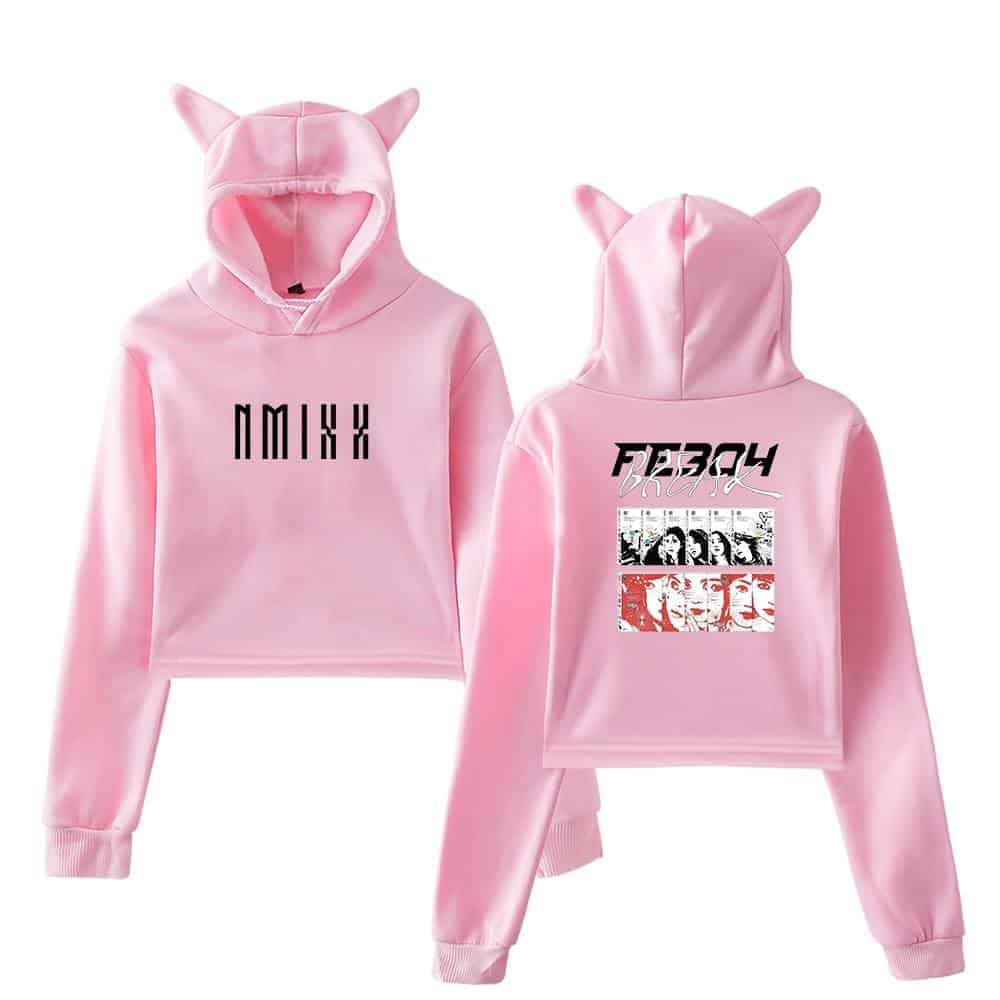 Pink Justin Bieber swag hoodie set with animal ear hood, stylish graphic prints, and comfortable fit, perfect for fans of Justin Bieber's exclusive merchandise and streetwear fashion.