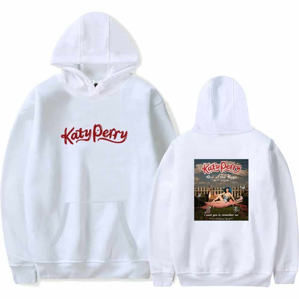 Katy Perry swag hoodie featuring album art and logo, perfect for fans and streetwear enthusiasts.