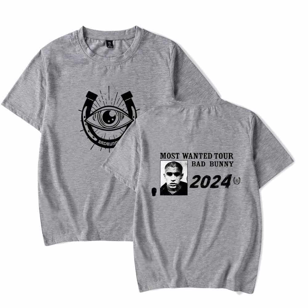 Bold eye and horseshoe graphic t-shirt featuring Justin Bieber swag merchandise for fans.