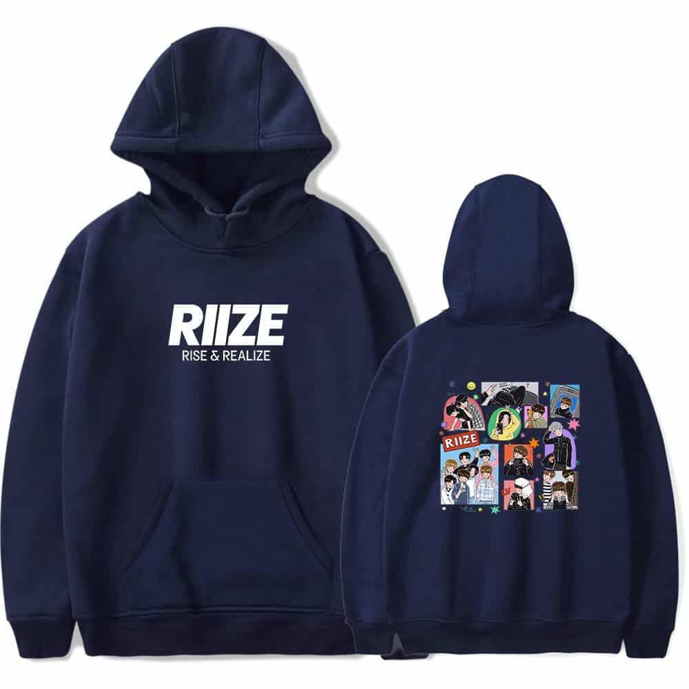 RIIZE hoodie with graphic design, representing swag merch inspired by Justin Bieber fashion style.