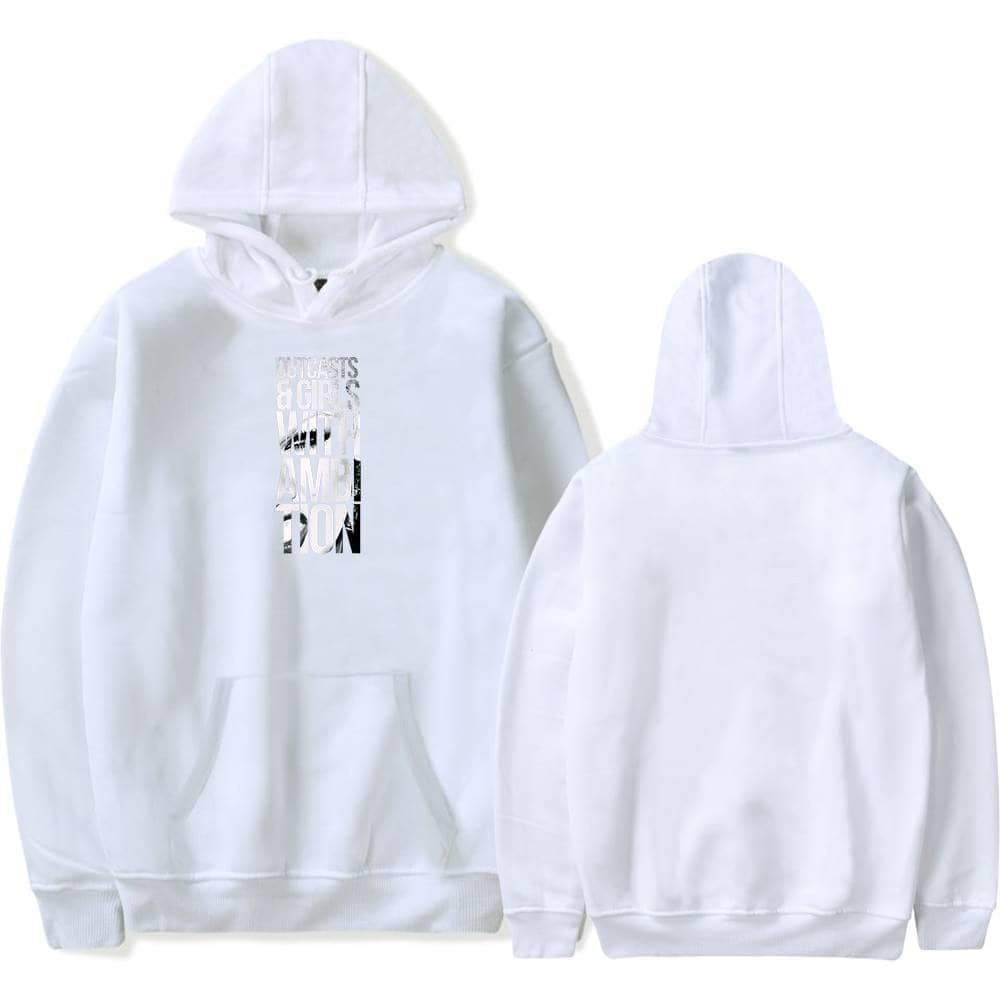 White Justin Bieber swag hoodie with graphic text design, perfect for fans of Bieber's trendy streetwear style.