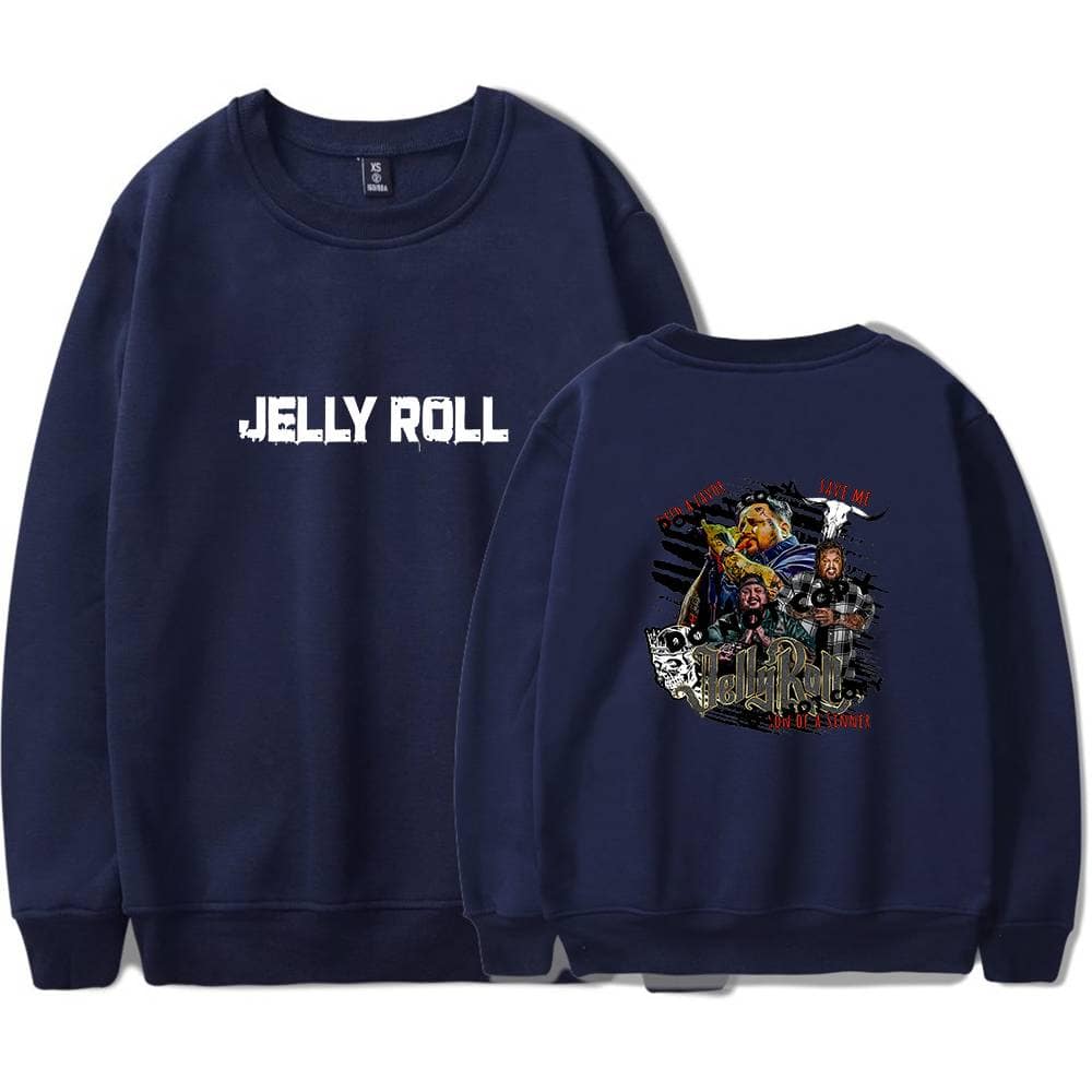 Jelly Roll swag hoodie featuring bold front text and a colorful back graphic of the rapper, perfect for Justin Bieber fans and streetwear enthusiasts alike.