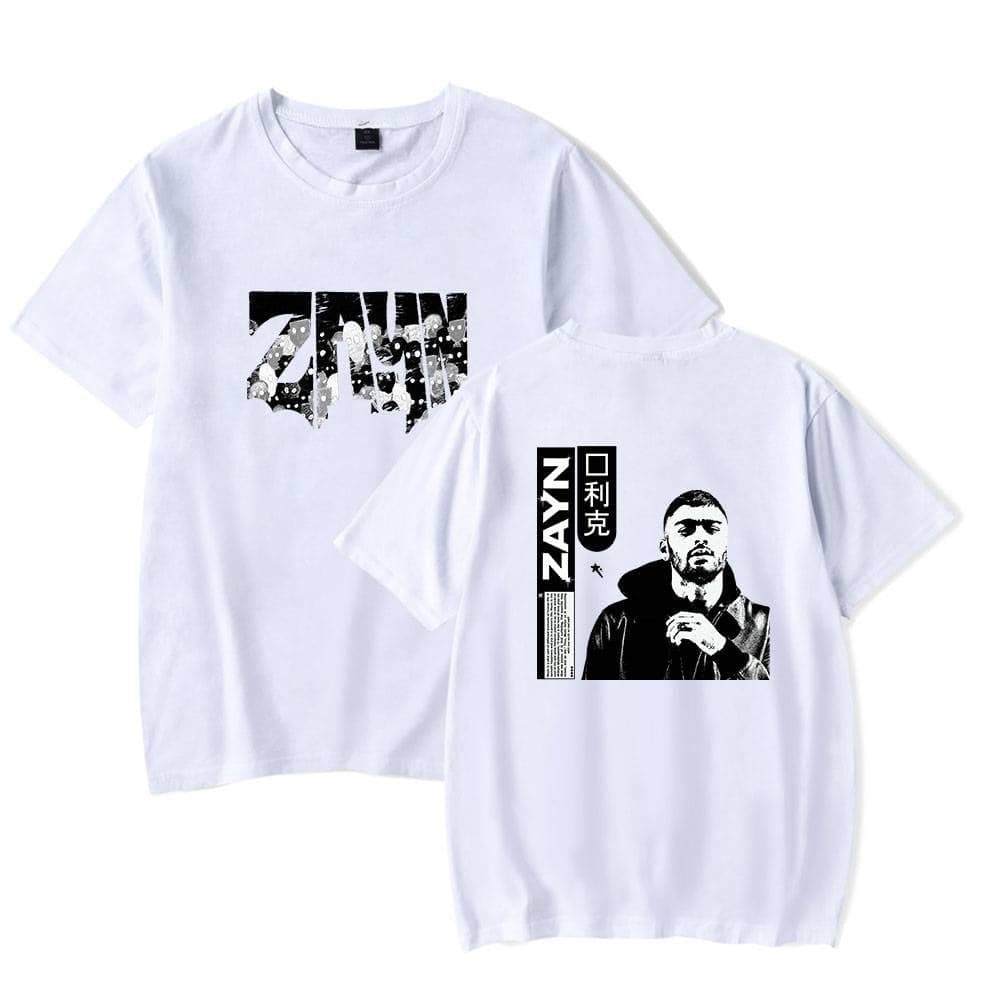 ZAYN swag merch T-shirts featuring bold graphic designs and streetwear style. Perfect for fans wanting to showcase their love for the artist with trendy, fashionable apparel.