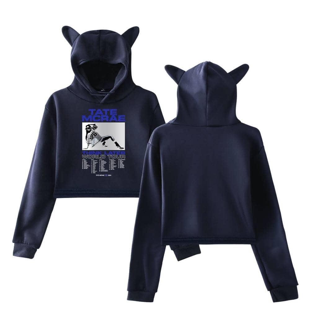 Stylish black hoodie and sweatpants set with cute animal ear details on the hood, perfect for fans of Justin Bieber swag merch.