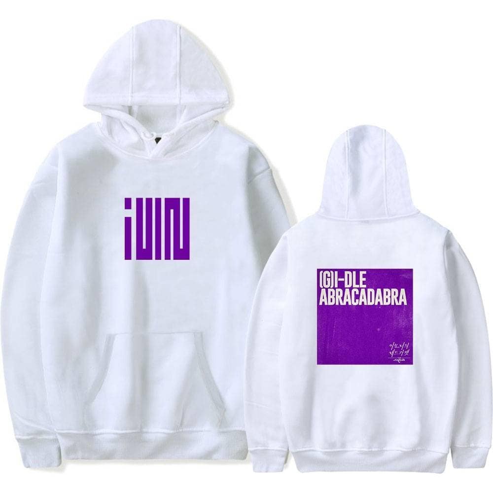 IJustin Bieber swag hoodie with bold purple graphic design.