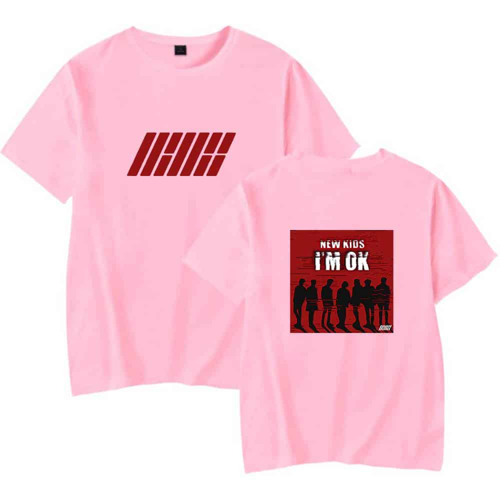 IHUSH pink t-shirt with bold graphic design and slogan.