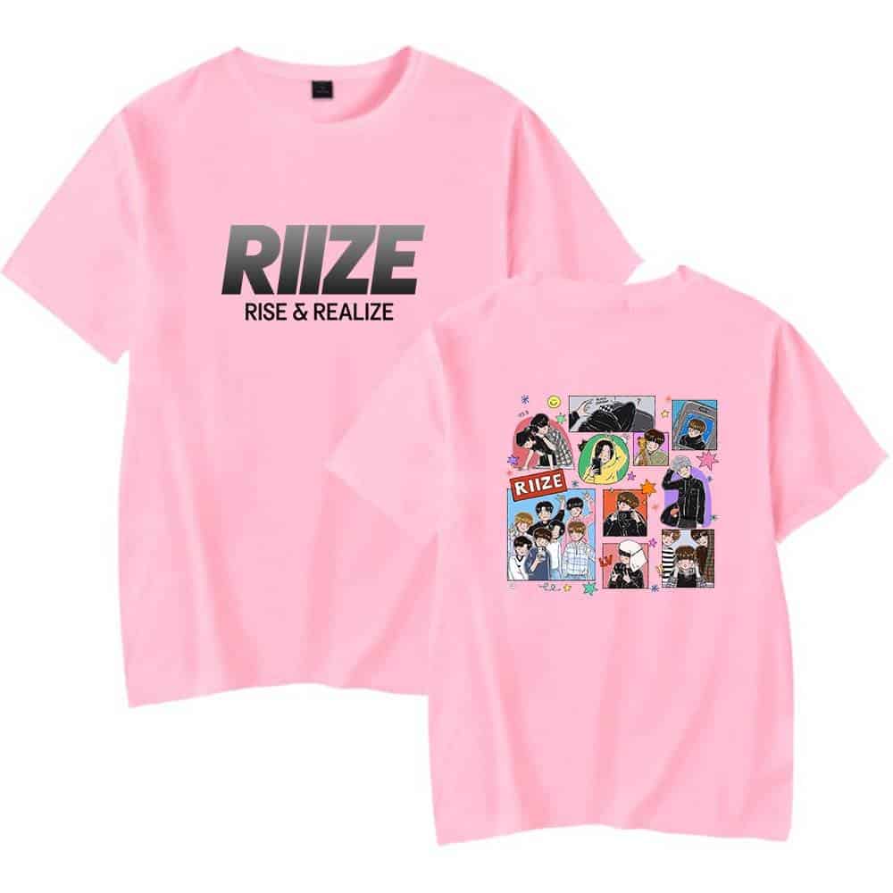 Justin Bieber swag merch pink graphic t-shirts with RUIZE design, streetwear style, bold fonts, and colorful illustrations, perfect for fans seeking trendy and stylish Bieber-inspired apparel.