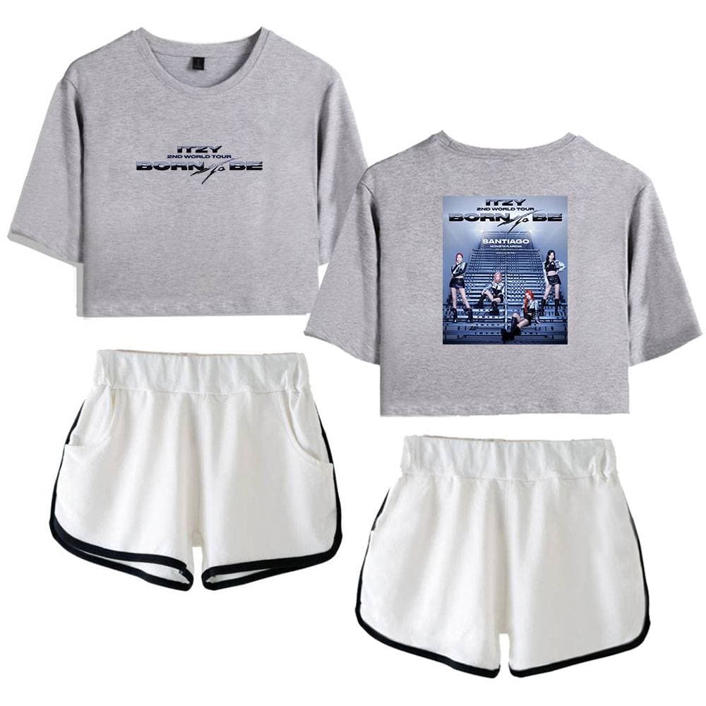 Justin Bieber swag merch casual matching set with graphic tees and sporty shorts for fans of his music and style. Perfect for concerts or everyday streetwear.