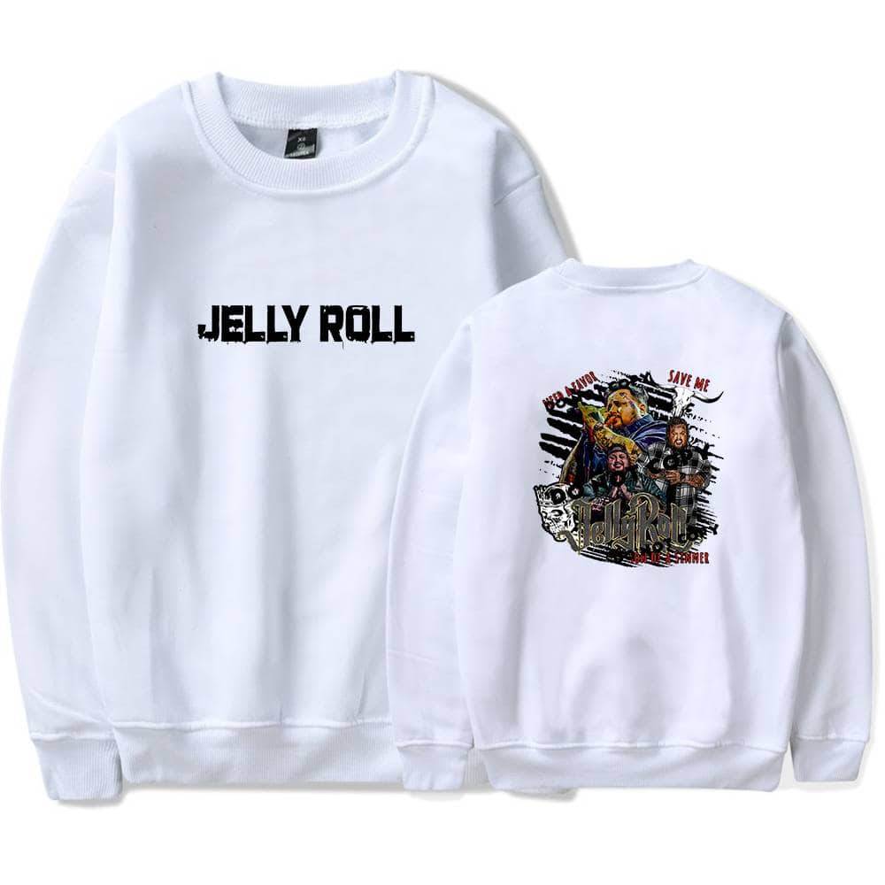 Jelly Roll Justin Bieber swag sweatshirt with bold graphic design, perfect for fans who want to showcase their music style and admiration for the artist's exclusive merchandise.