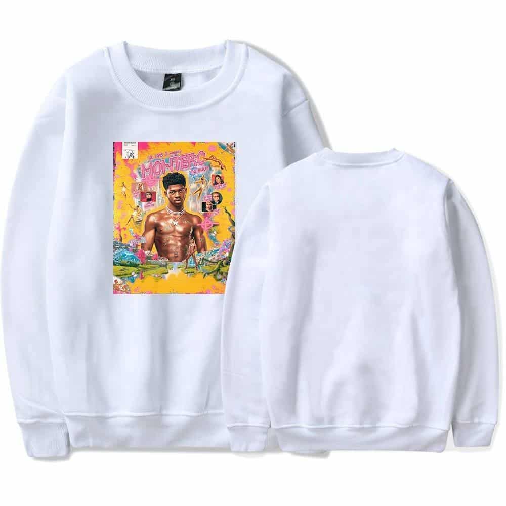 Justin Bieber swag merch sweatshirt featuring colorful, vibrant artwork of the artist, perfect for fans of pop culture and streetwear fashion.
